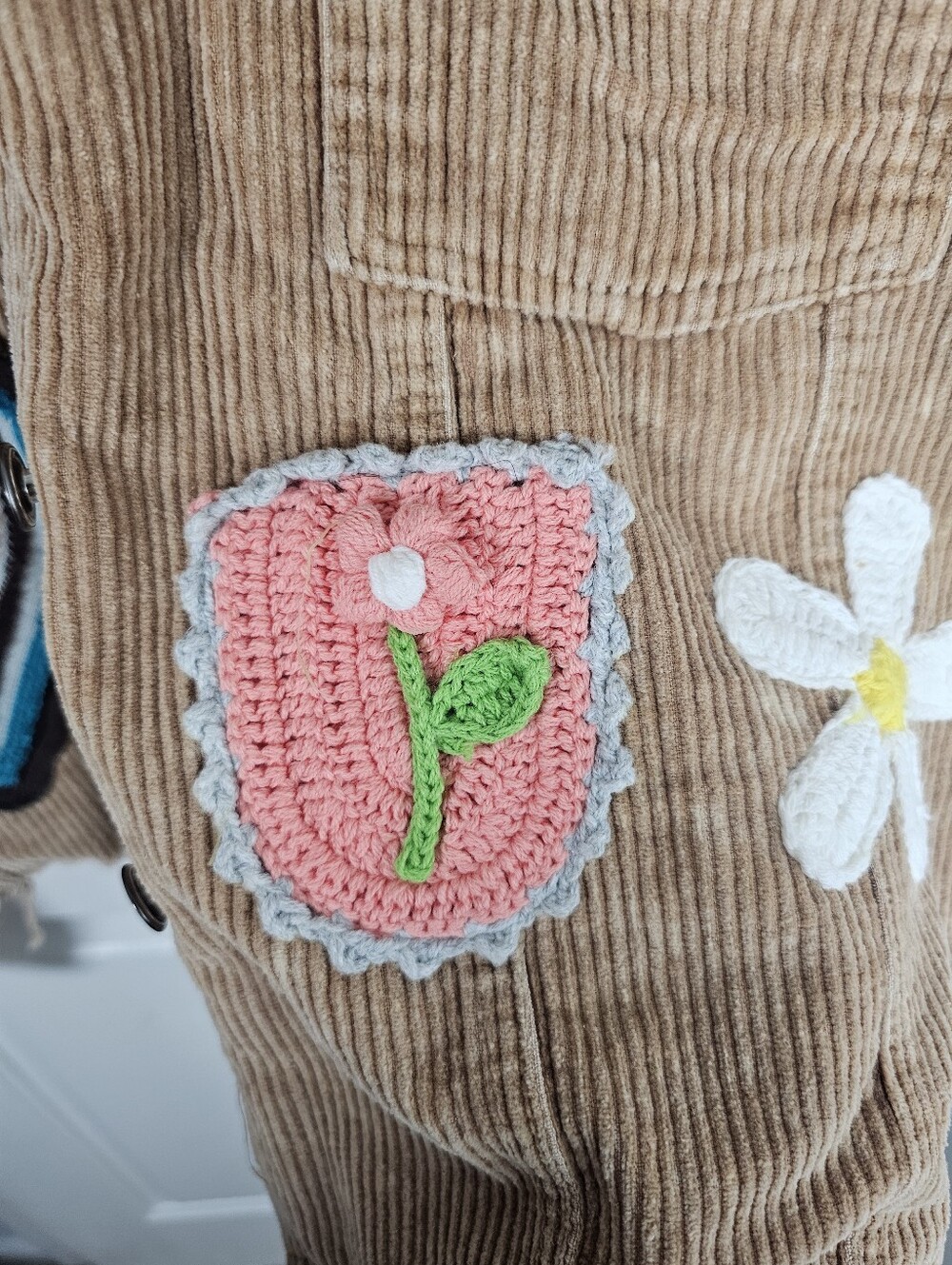POL Corduroy Patch Sequince Crochet Jacket Size M - Picture 5 of 7